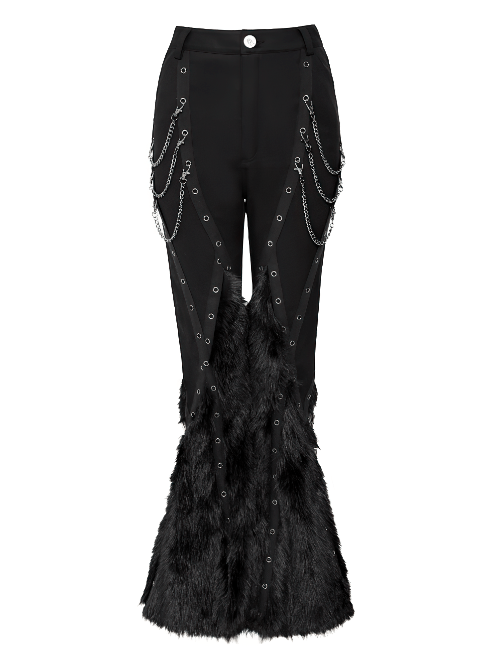 Stylish Punk Faux Fur Flared Pants with Side Chains