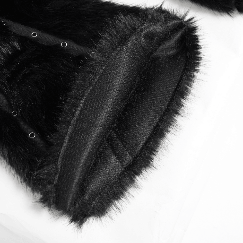 Stylish Punk Faux Fur Flared Pants with Side Chains