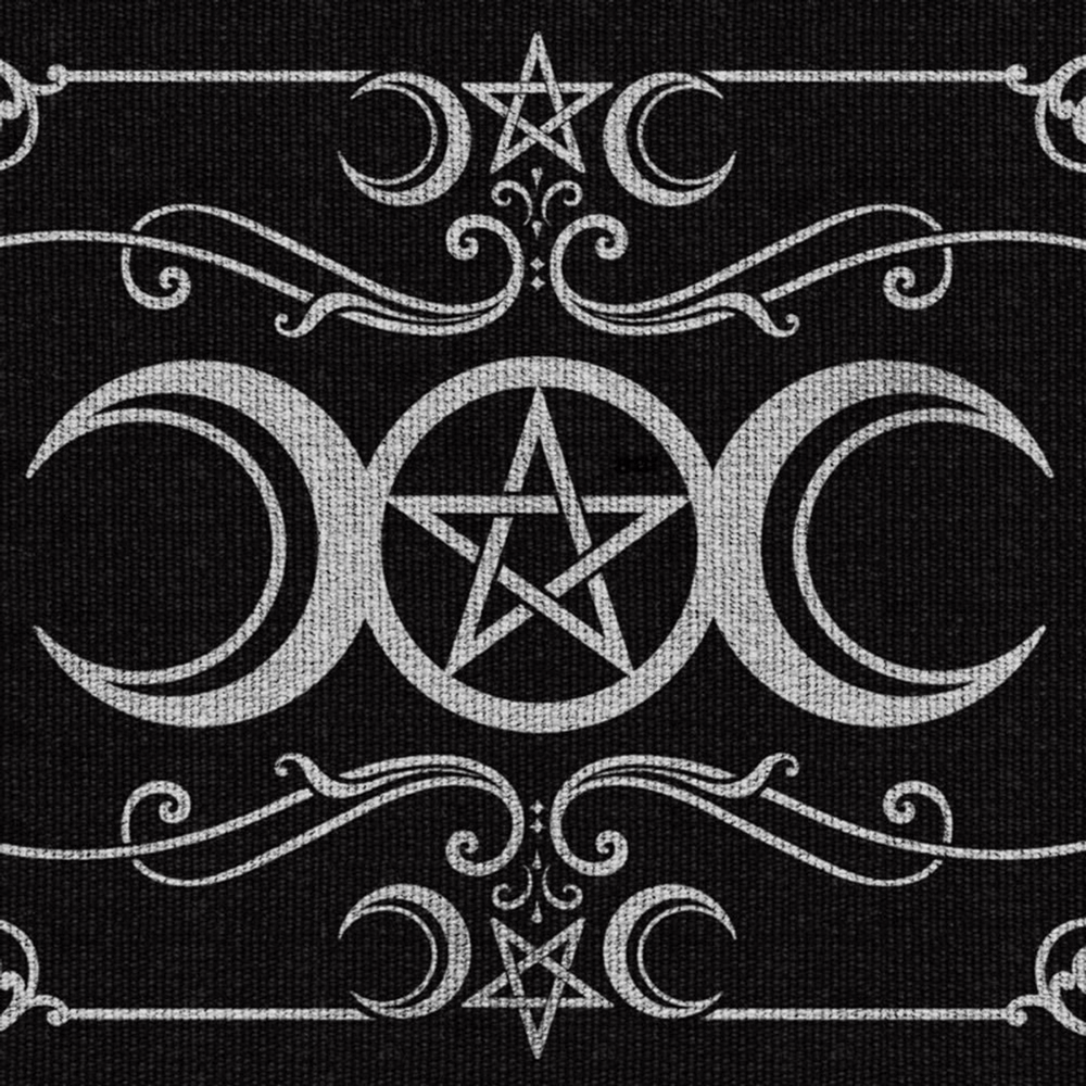 Triple Moon Pentacle Rug for Wiccan Altars and Decor