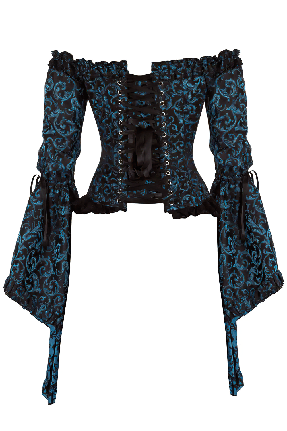 Turquoise Rococo Off Shoulder Overbust Corset Top