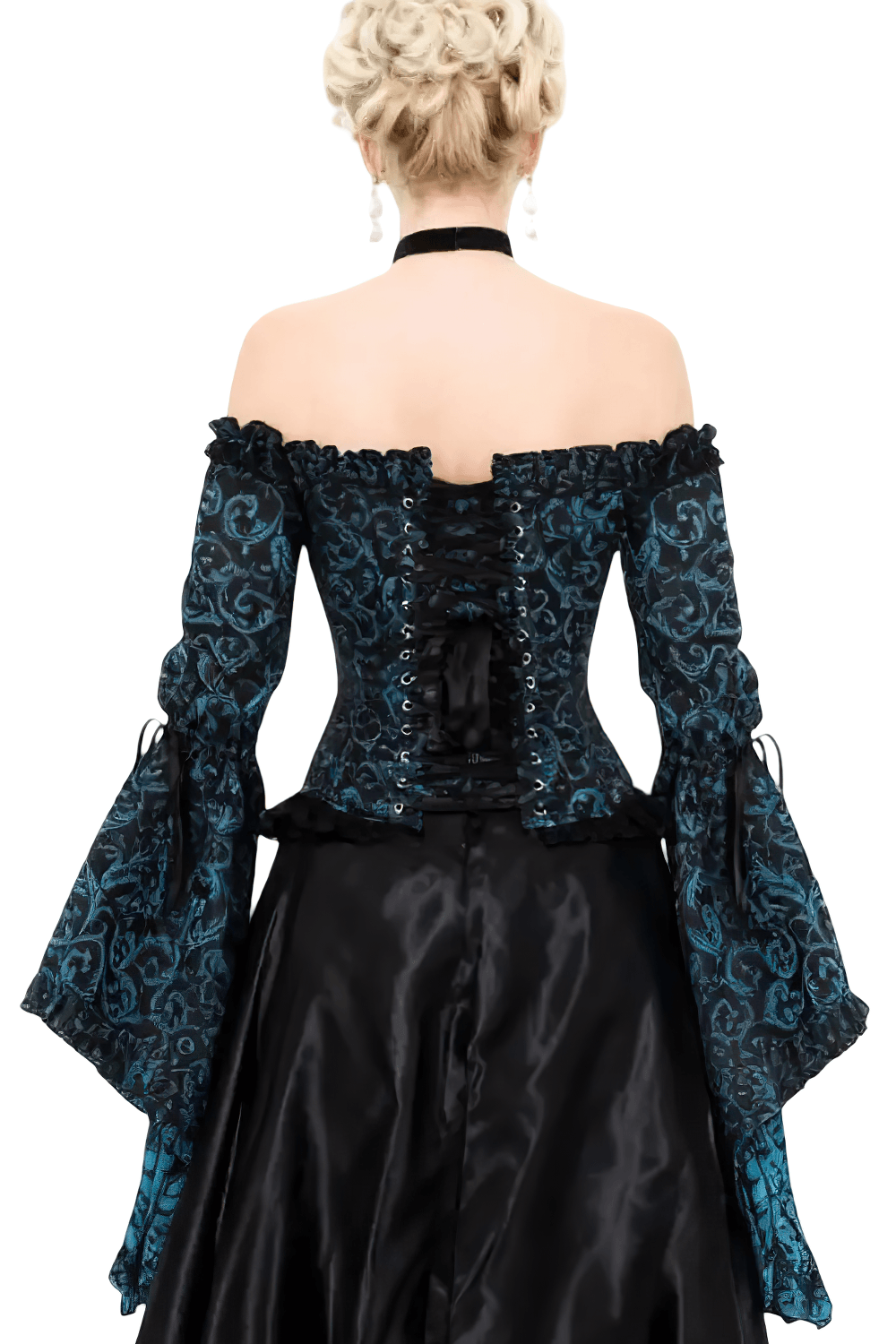 Turquoise Rococo Off Shoulder Overbust Corset Top