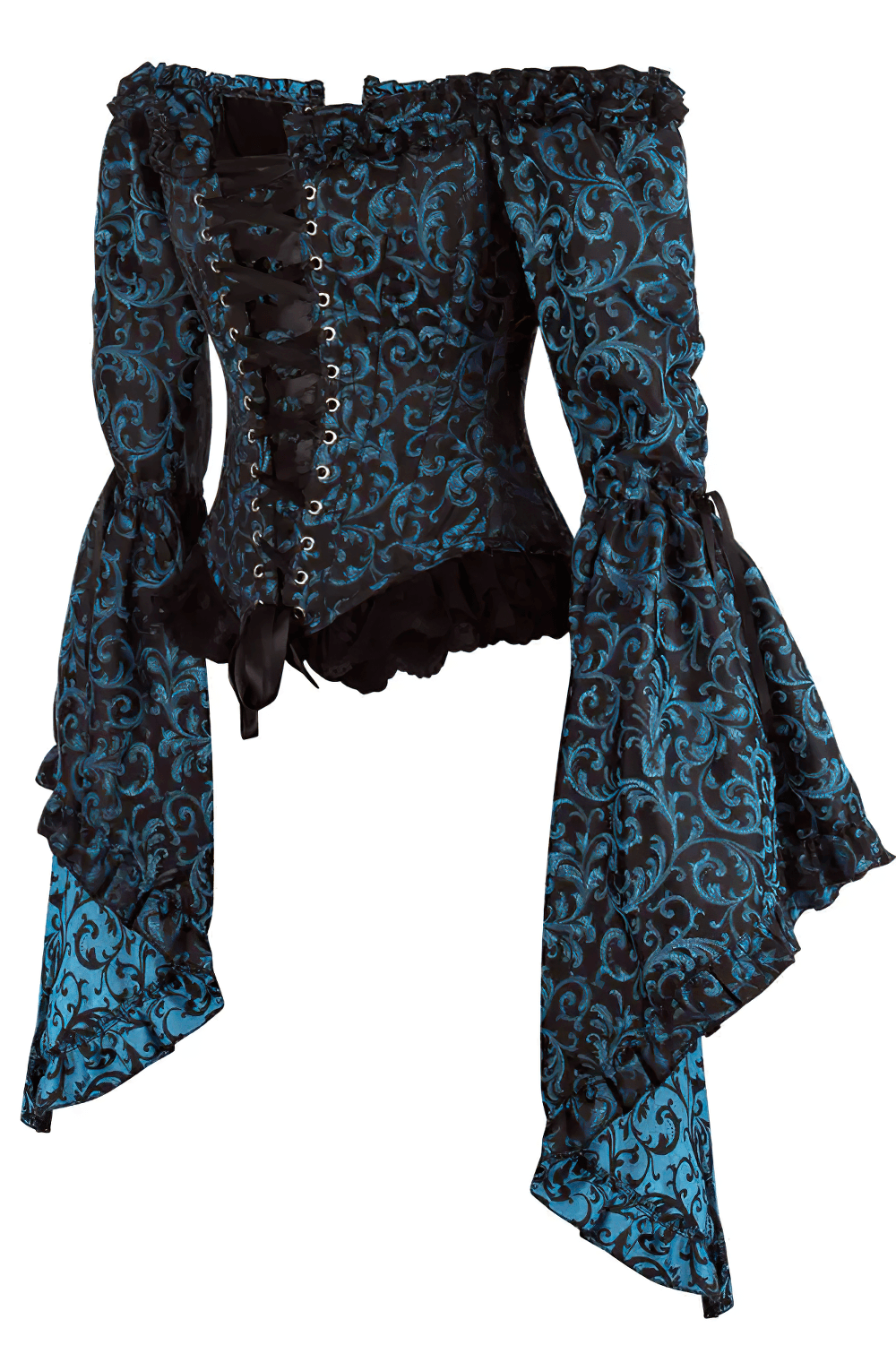 Turquoise Rococo Off Shoulder Overbust Corset Top