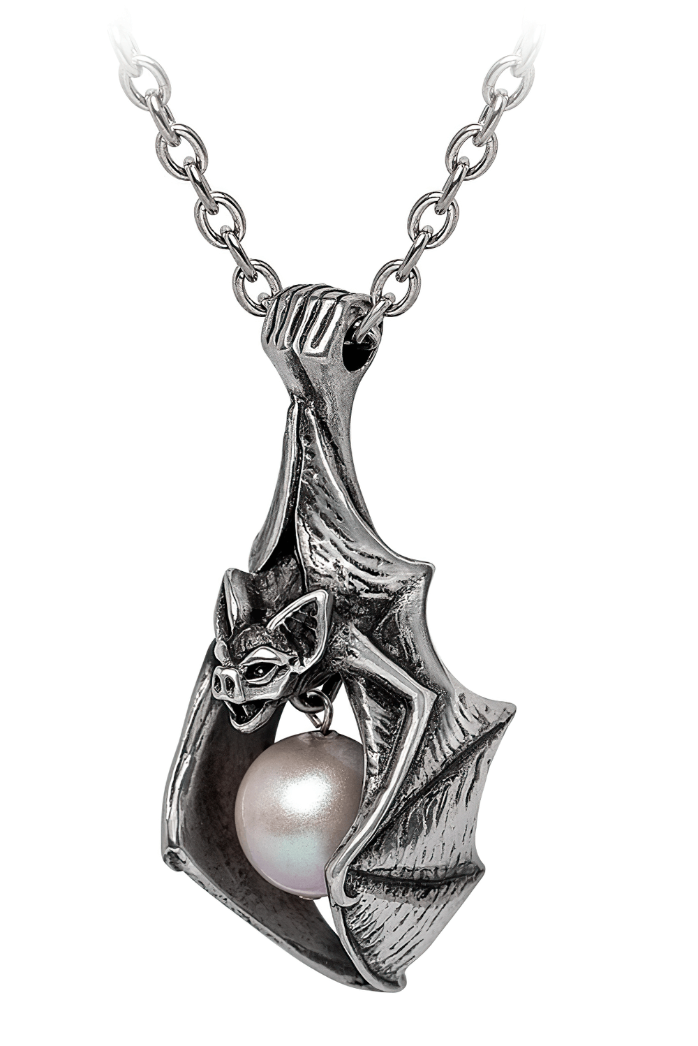 Vampire's Eye Bat Pendant with Luminous Pearl Moon