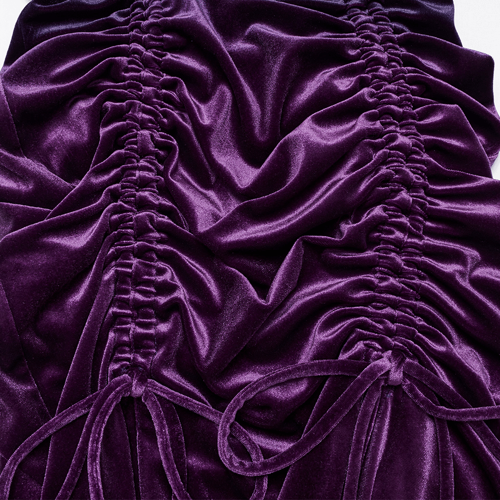 US SALE of Velvet Gothic Gradient Dress with Adjustable Drawstring