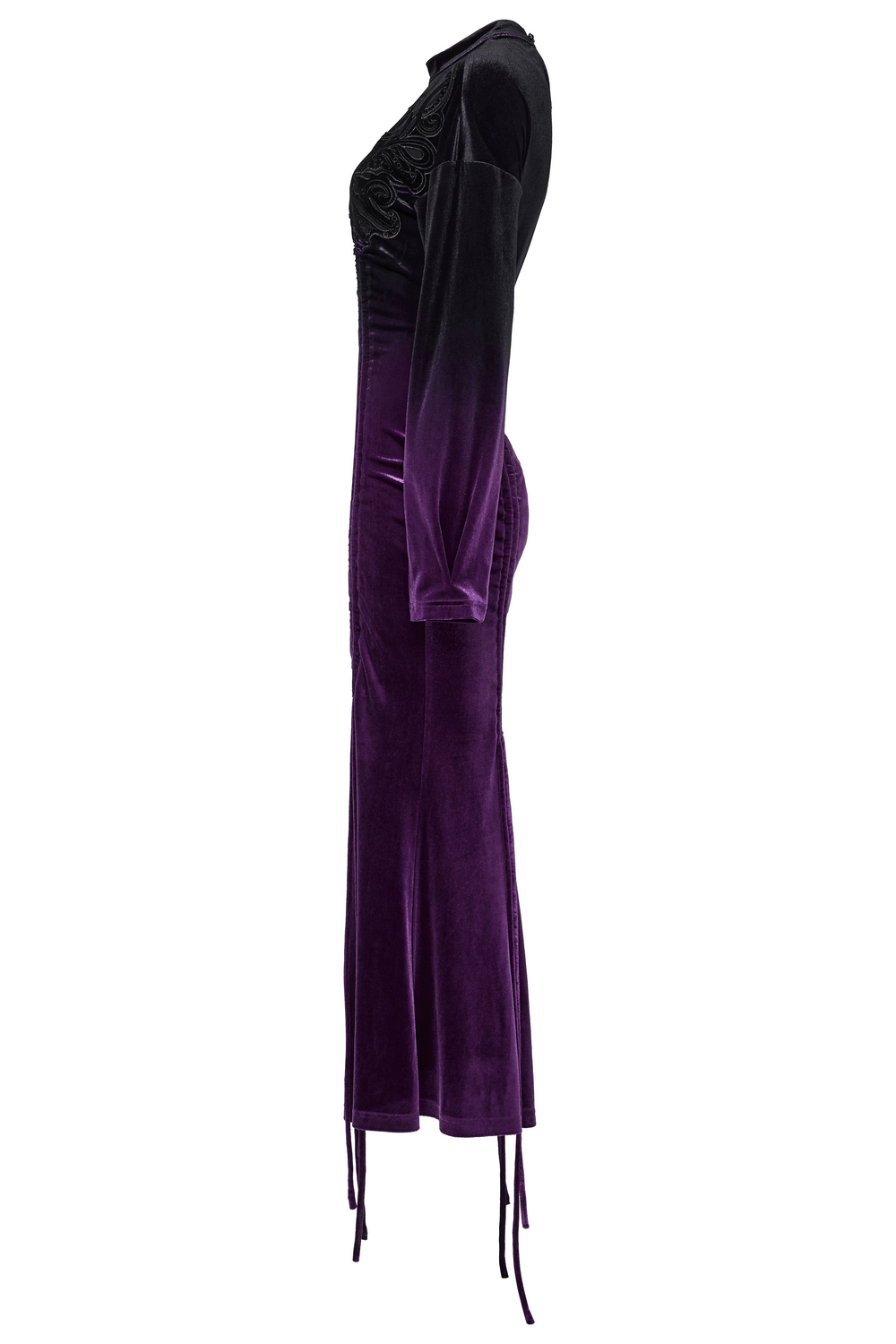 US SALE of Velvet Gothic Gradient Dress with Adjustable Drawstring