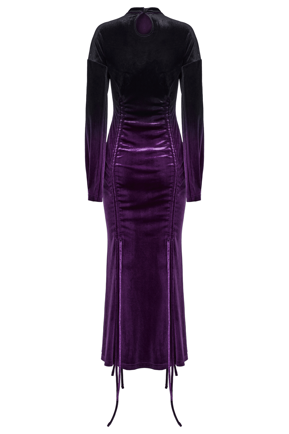 US SALE of Velvet Gothic Gradient Dress with Adjustable Drawstring