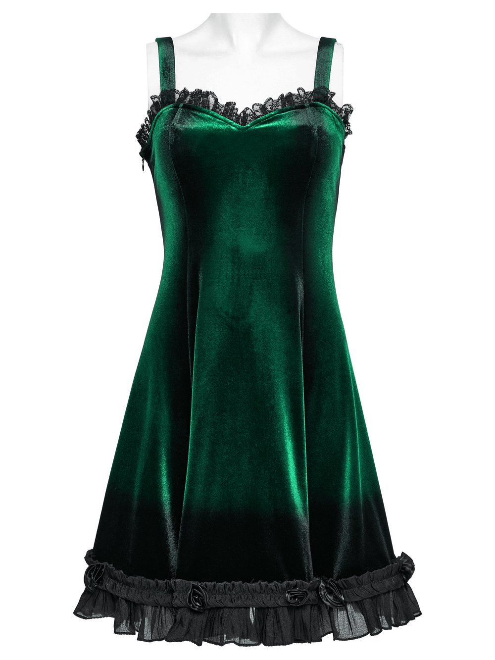 Velvet Gradient Printed Dress with Lace and Ruffle Details