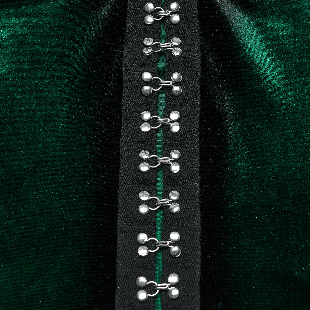 Velvet Gradient Top with Metal Buckles and Square Collar