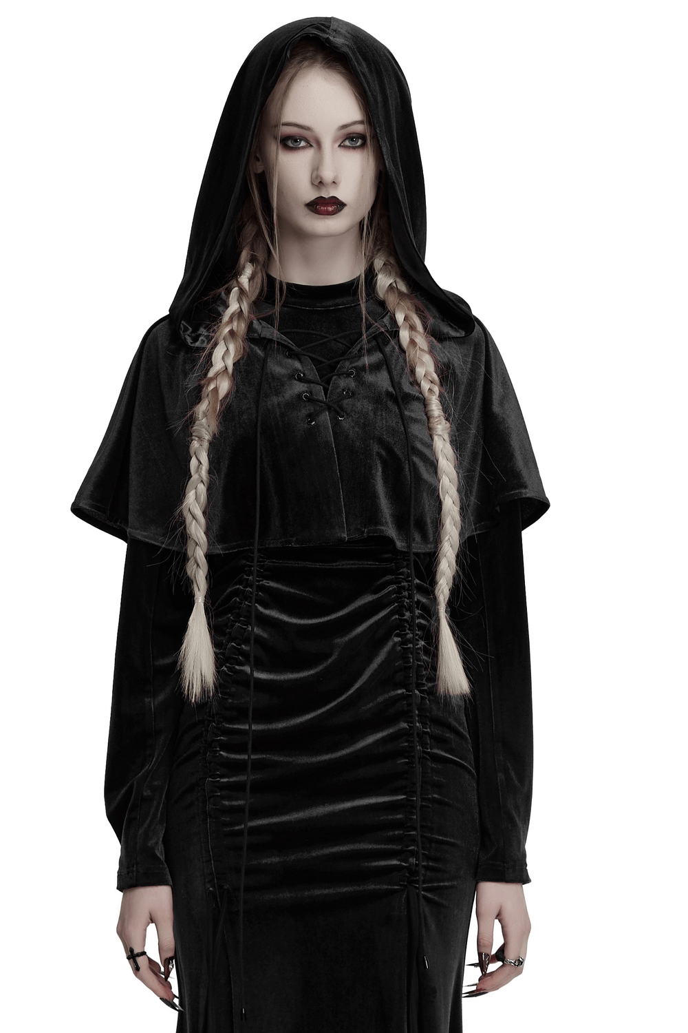 Velvet Hooded Cape for Fantasy Cosplay and Costumes