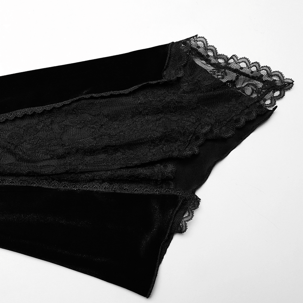 Velvet Lace Goth Dress with Decal and Split Sleeves