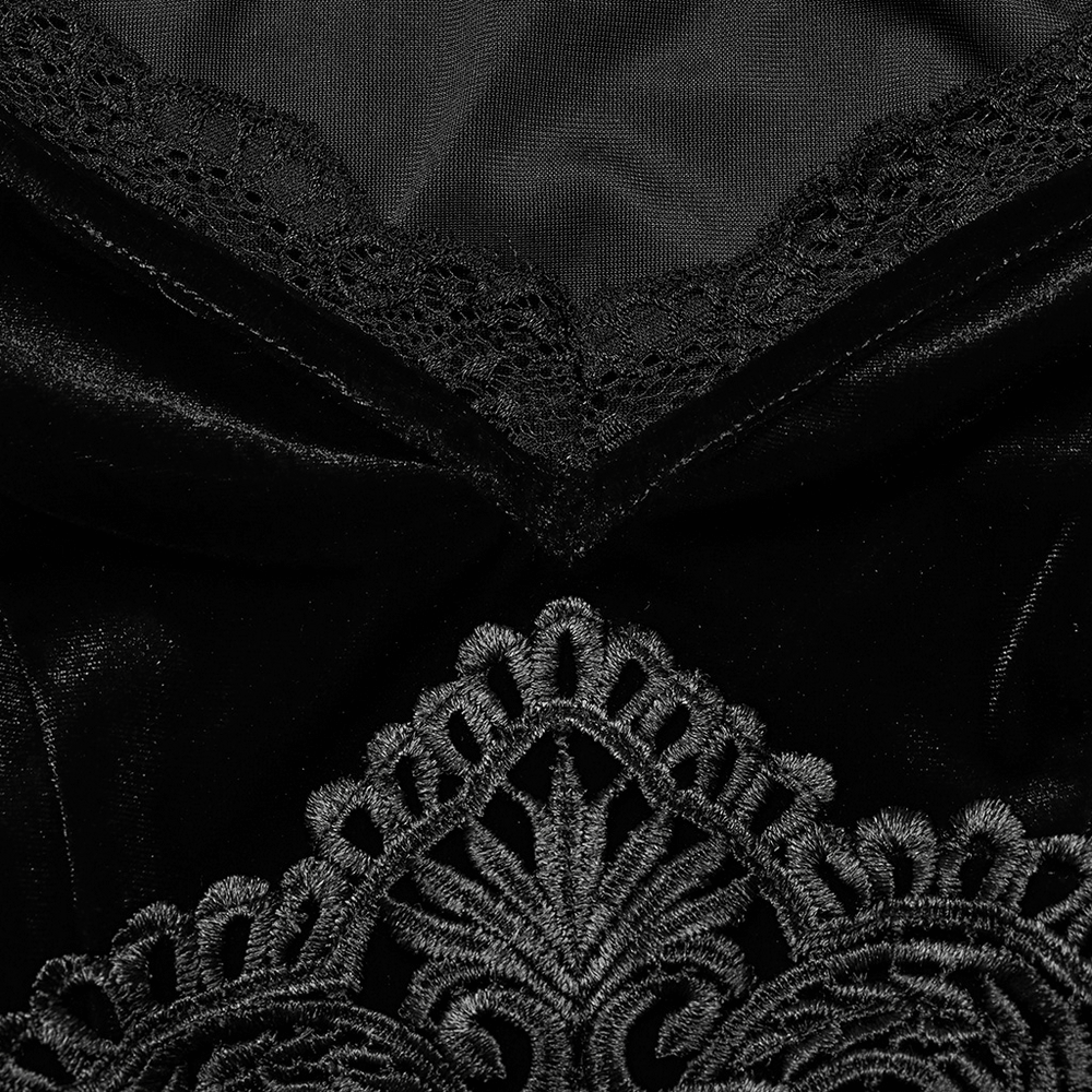 Velvet Lace Goth Dress with Decal and Split Sleeves