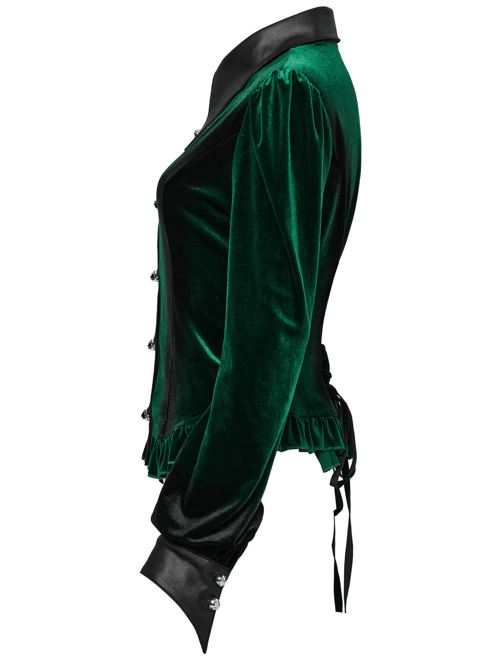 Velvet Lace-Up Shirt with Bat Collar and Gradient Design