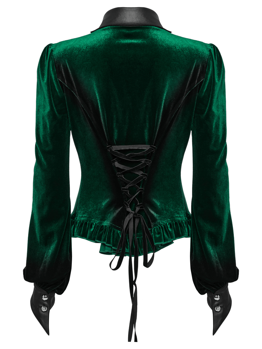Velvet Lace-Up Shirt with Bat Collar and Gradient Design
