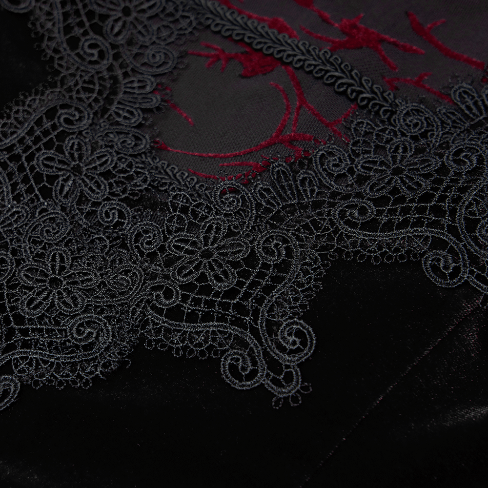 Velvet Mesh Gothic Sleeveless Irregular Hem High-Low Dress