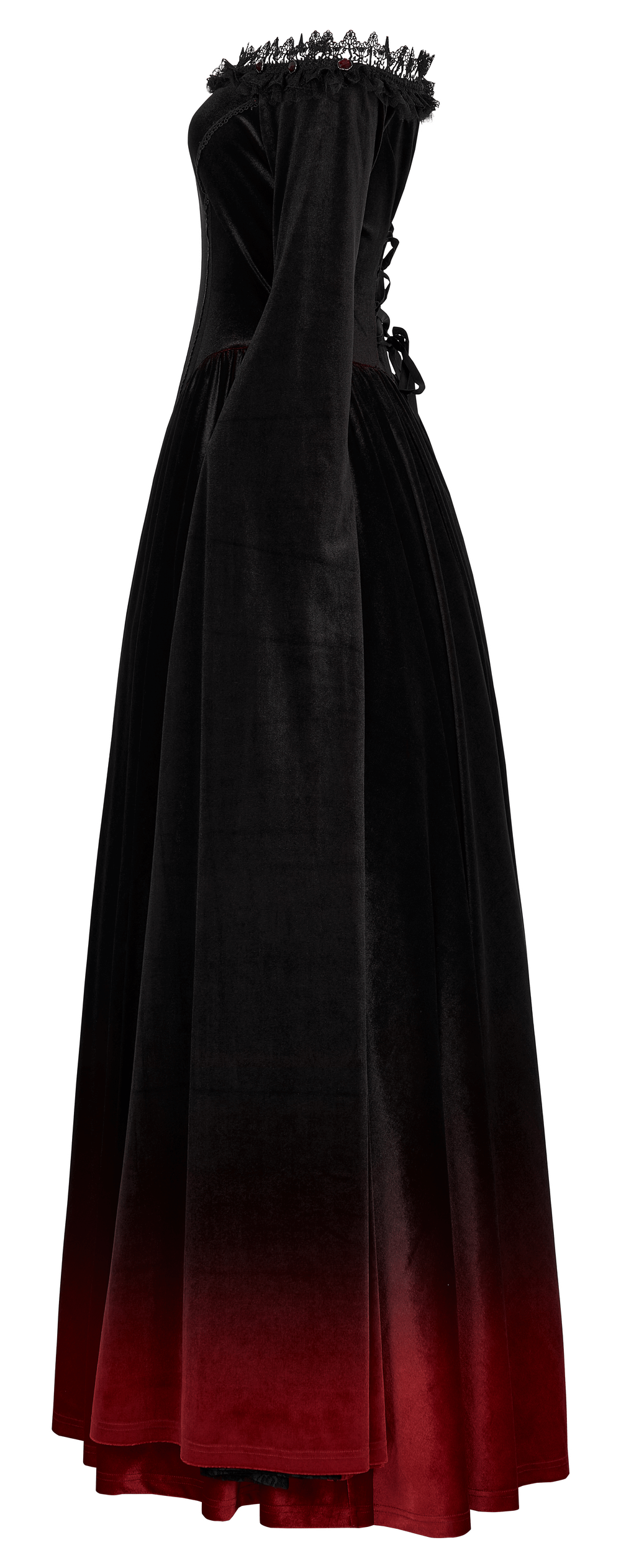 Velvet Off-Shoulder Red Gradient Medieval Dress