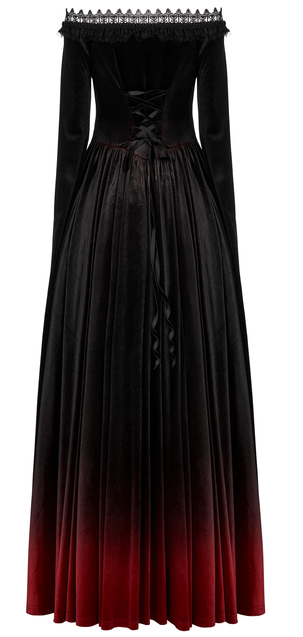 Velvet Off-Shoulder Red Gradient Medieval Dress