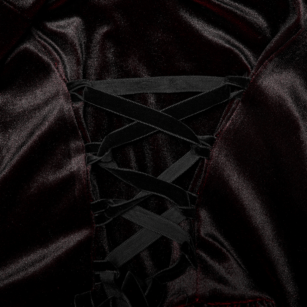 Velvet Off-Shoulder Red Gradient Medieval Dress