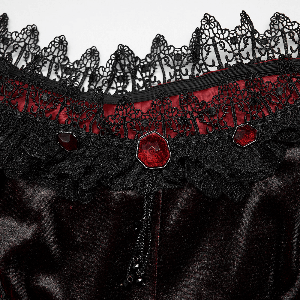 Velvet Off-Shoulder Red Gradient Medieval Dress