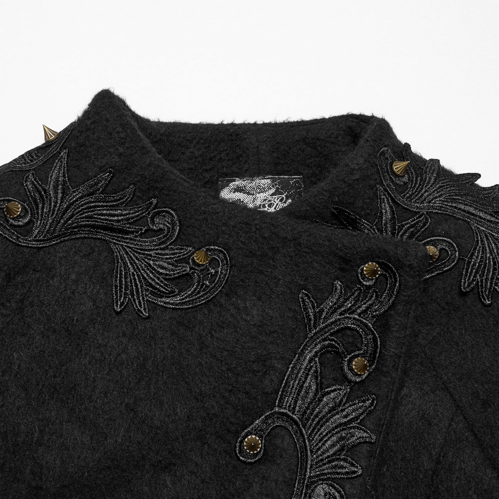 Victorian Black Long Coat with Belt and Fur Cuffs