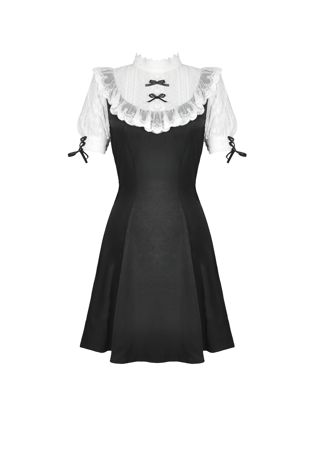 Victorian Black White Midi Dress - Gothic Lolita Style