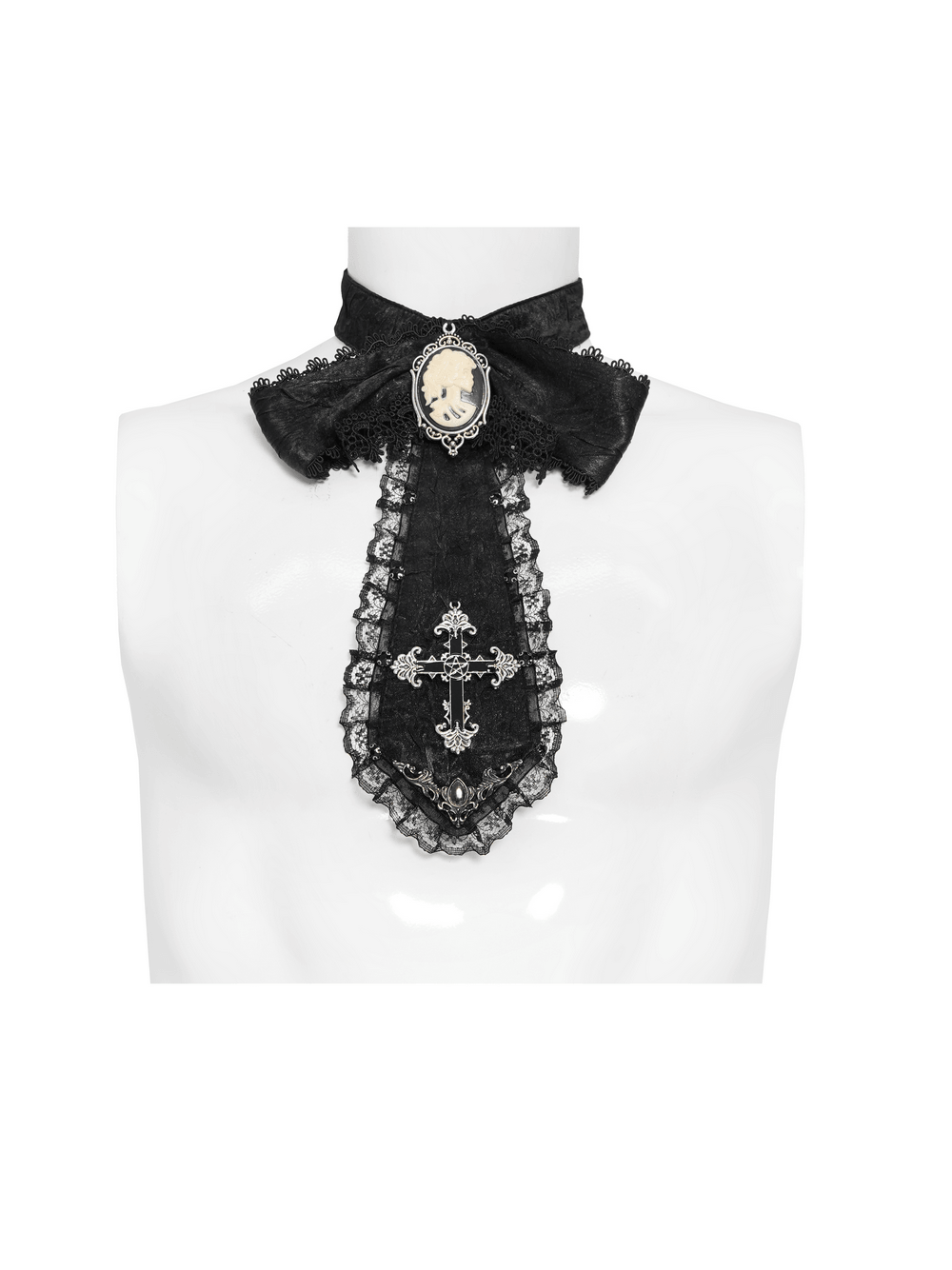Victorian Bow Collar Neckpiece with Baroque Lace Drop Tie