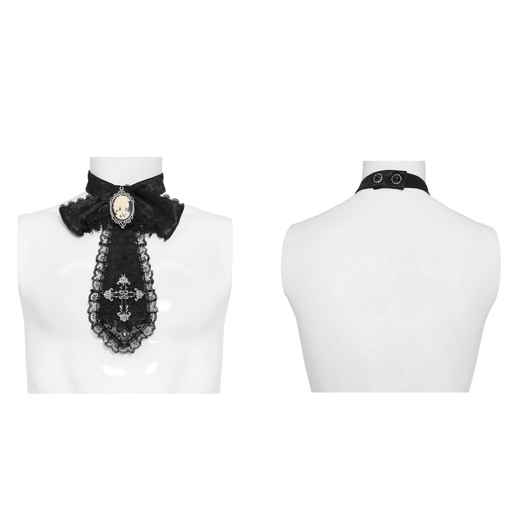 Victorian Bow Collar Neckpiece with Baroque Lace Drop Tie