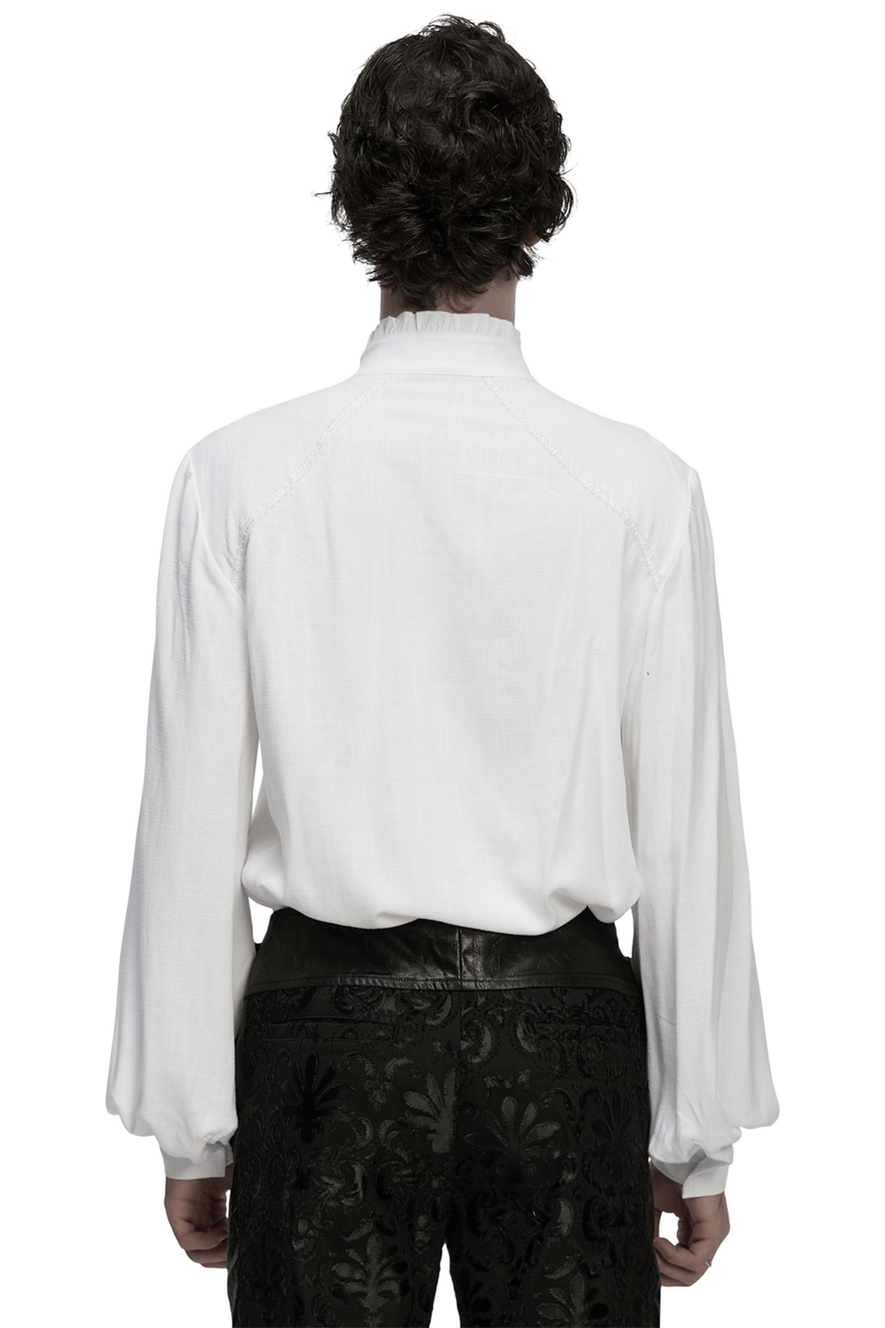 Victorian Embroidered White Shirt with Puff Sleeves