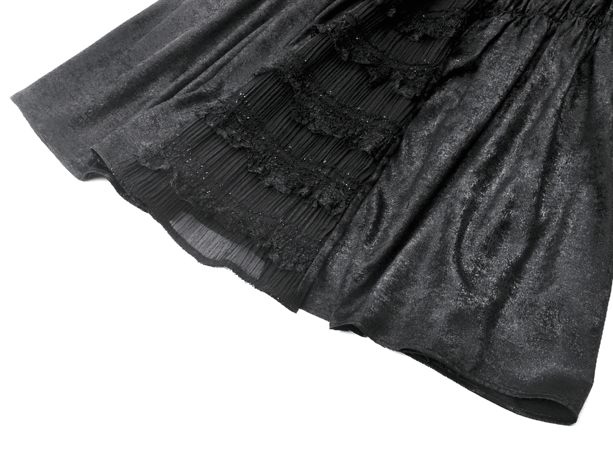 Victorian Gothic Black Puff-Sleeved Long Dress