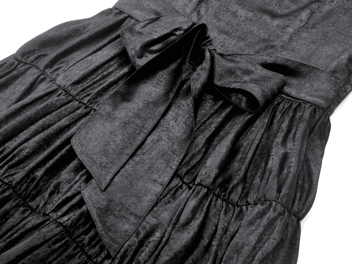 Victorian Gothic Black Puff-Sleeved Long Dress