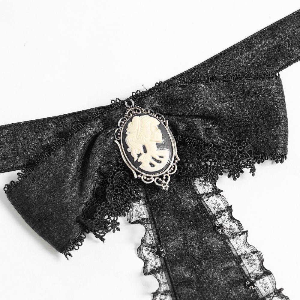 Victorian Gothic Blouse with Cross Brooch Detail