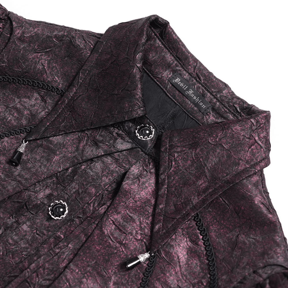 Victorian Gothic Burgundy Blouse with Cameo Brooch