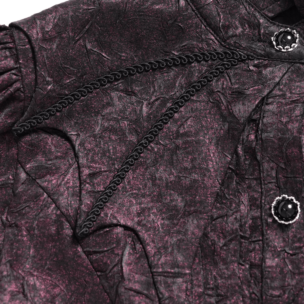 Victorian Gothic Burgundy Blouse with Cameo Brooch