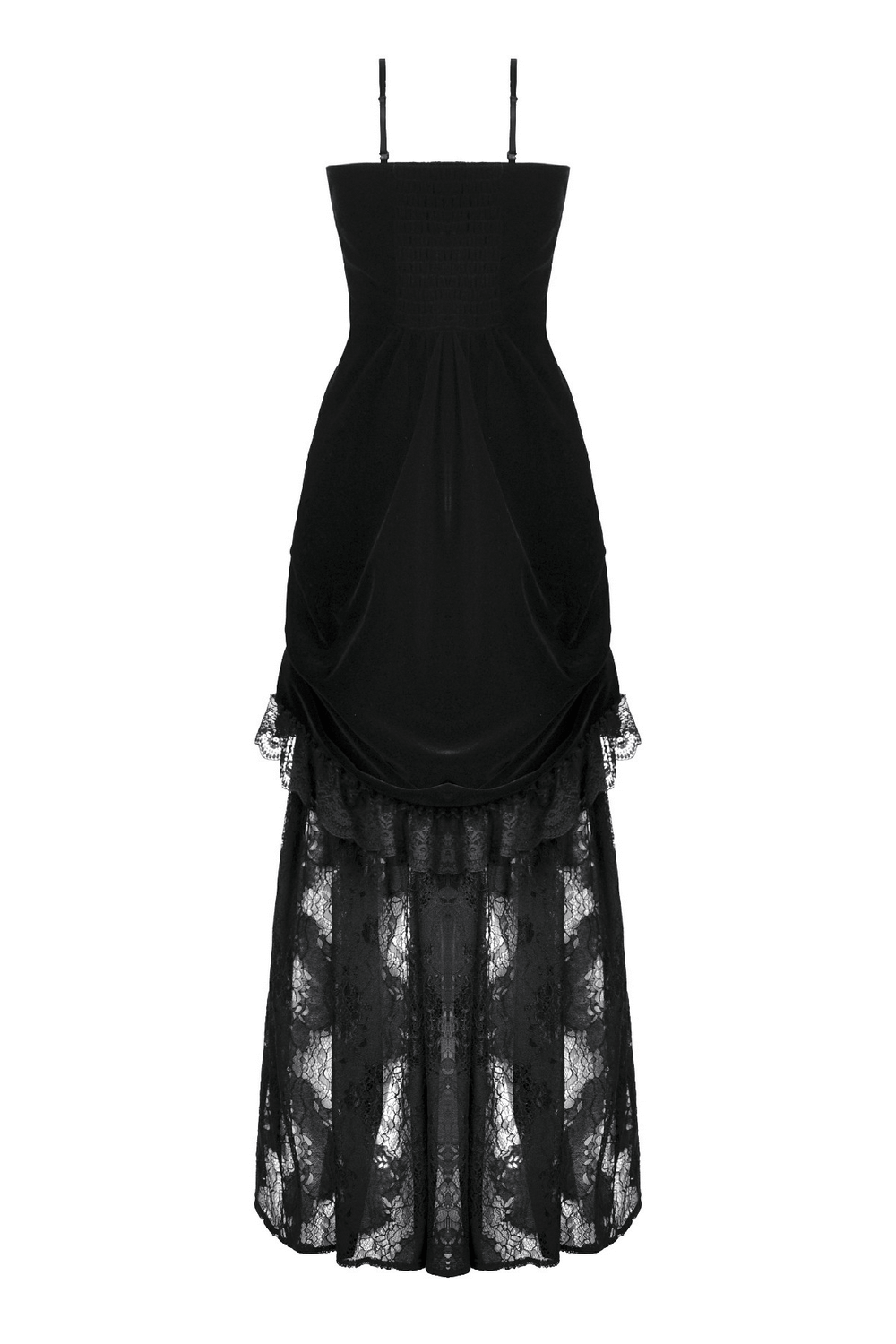 Victorian Gothic Lace and Velvet Layered Evening Dress