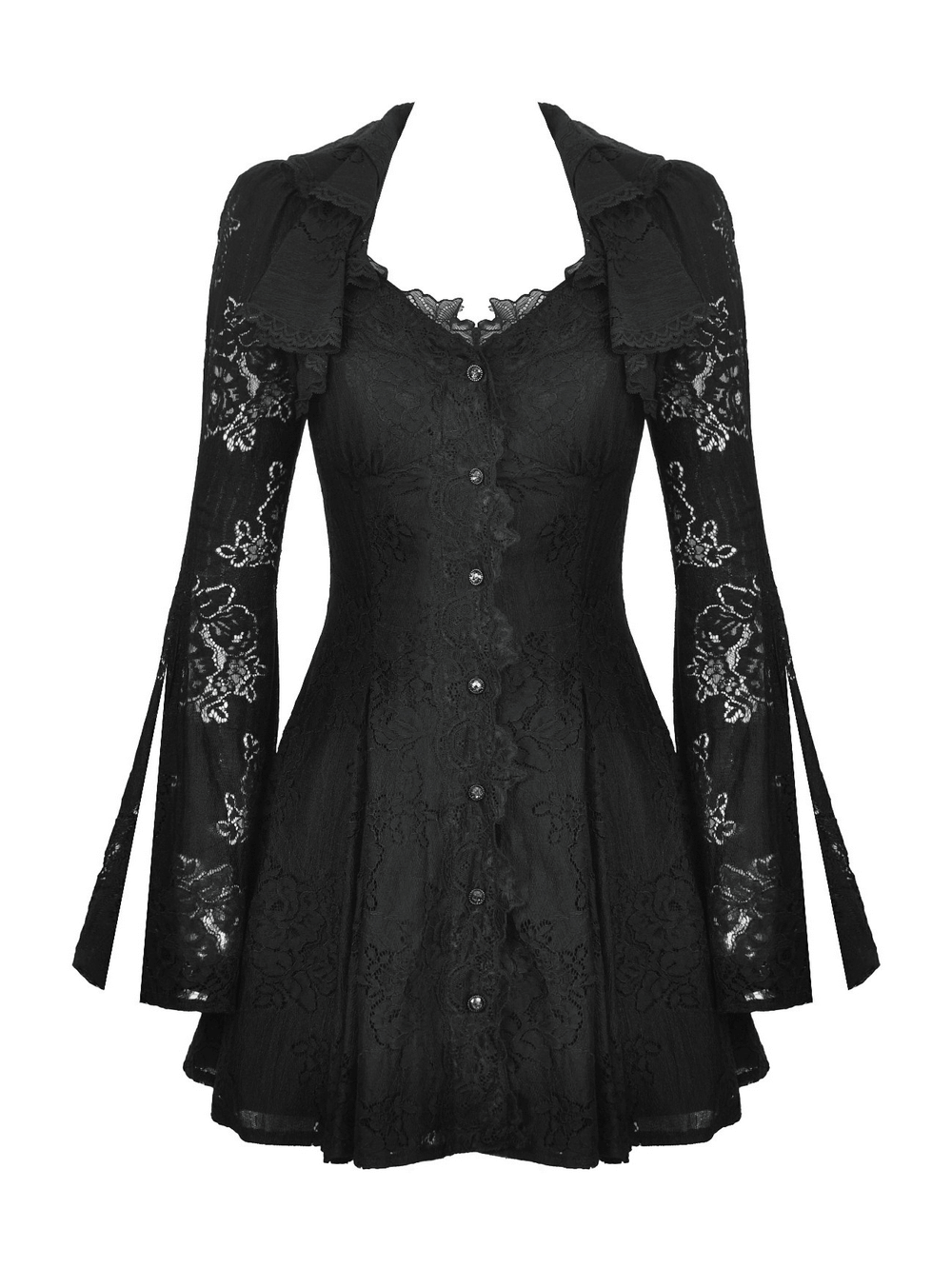 Victorian Gothic Lace Mini Dress with Corset Back