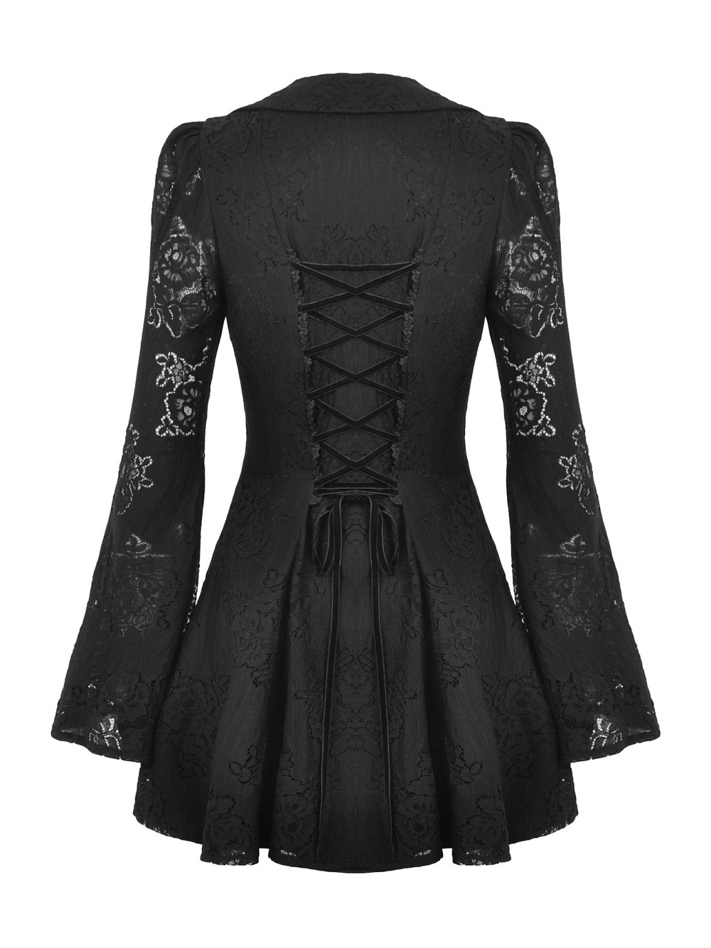 Victorian Gothic Lace Mini Dress with Corset Back