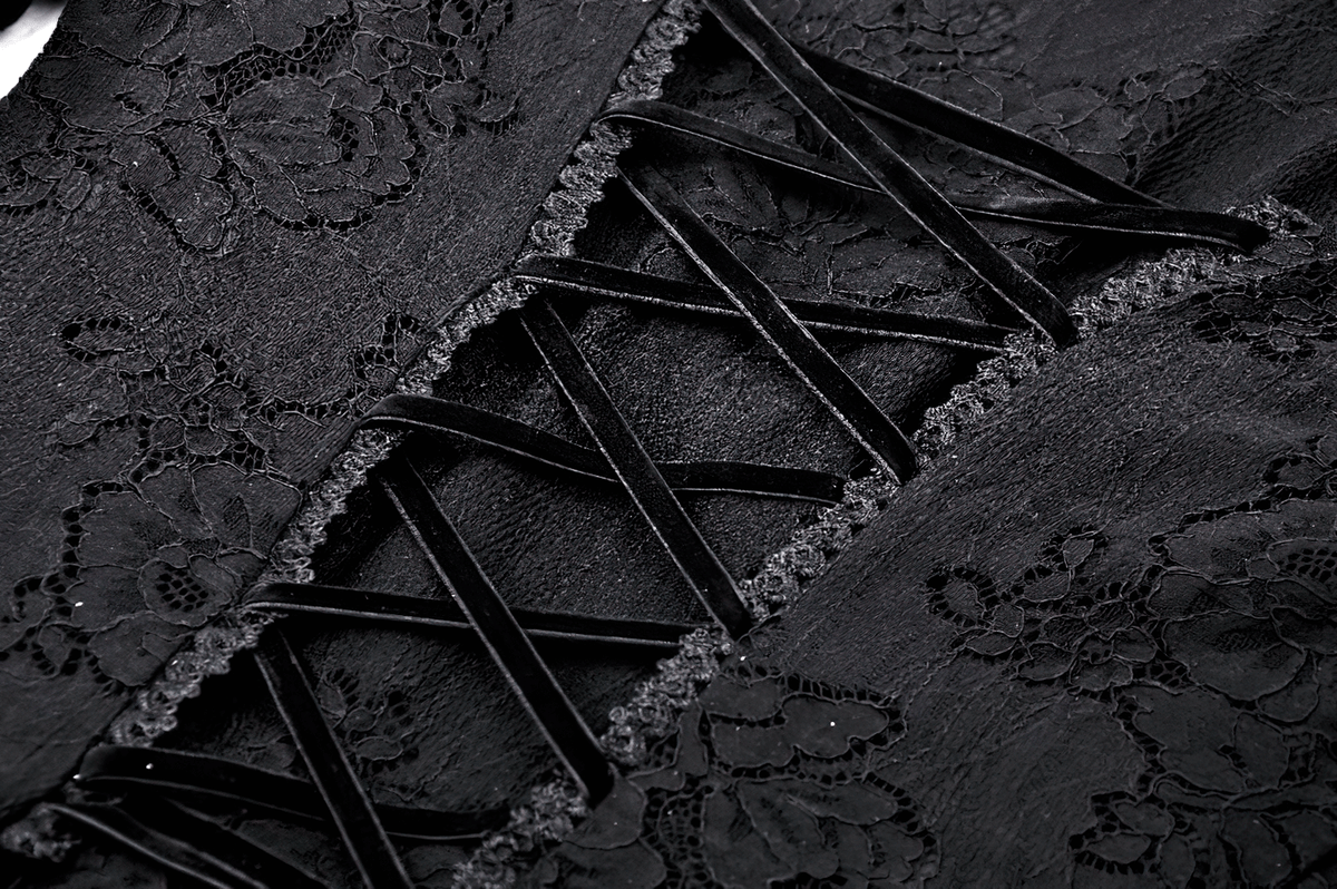 Victorian Gothic Lace Mini Dress with Corset Back
