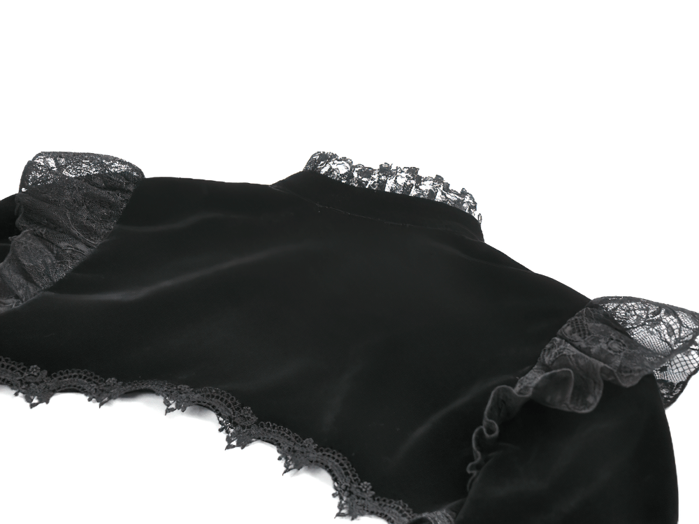 Victorian Gothic Lace Shrug with Velvet Bell Sleeves
