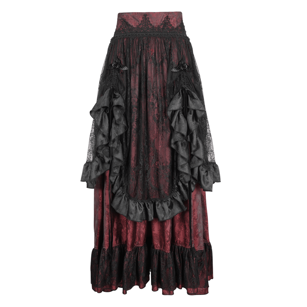 US SALE of Victorian Gothic Lace Skirt with Ruffled Layers