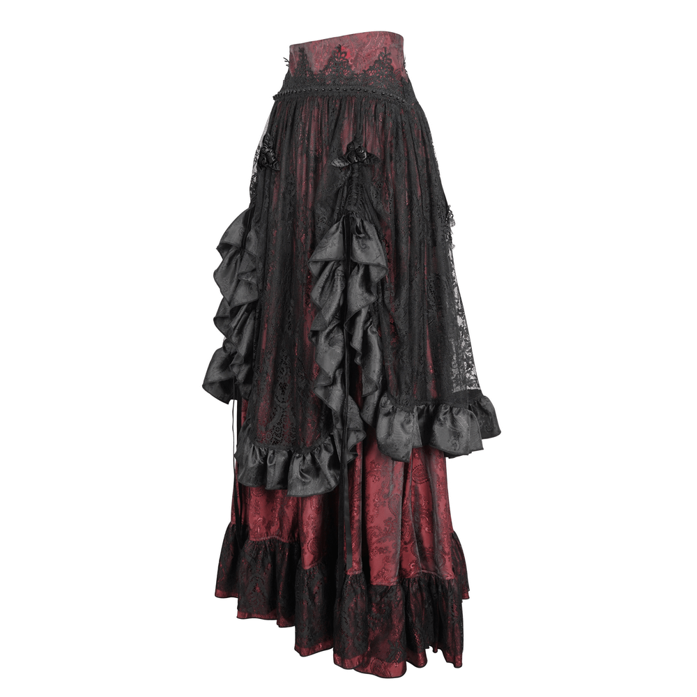 US SALE of Victorian Gothic Lace Skirt with Ruffled Layers
