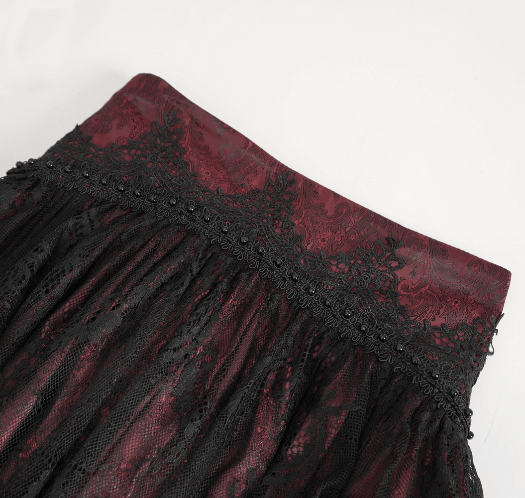 US SALE of Victorian Gothic Lace Skirt with Ruffled Layers