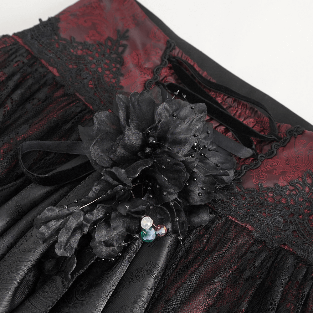 US SALE of Victorian Gothic Lace Skirt with Ruffled Layers
