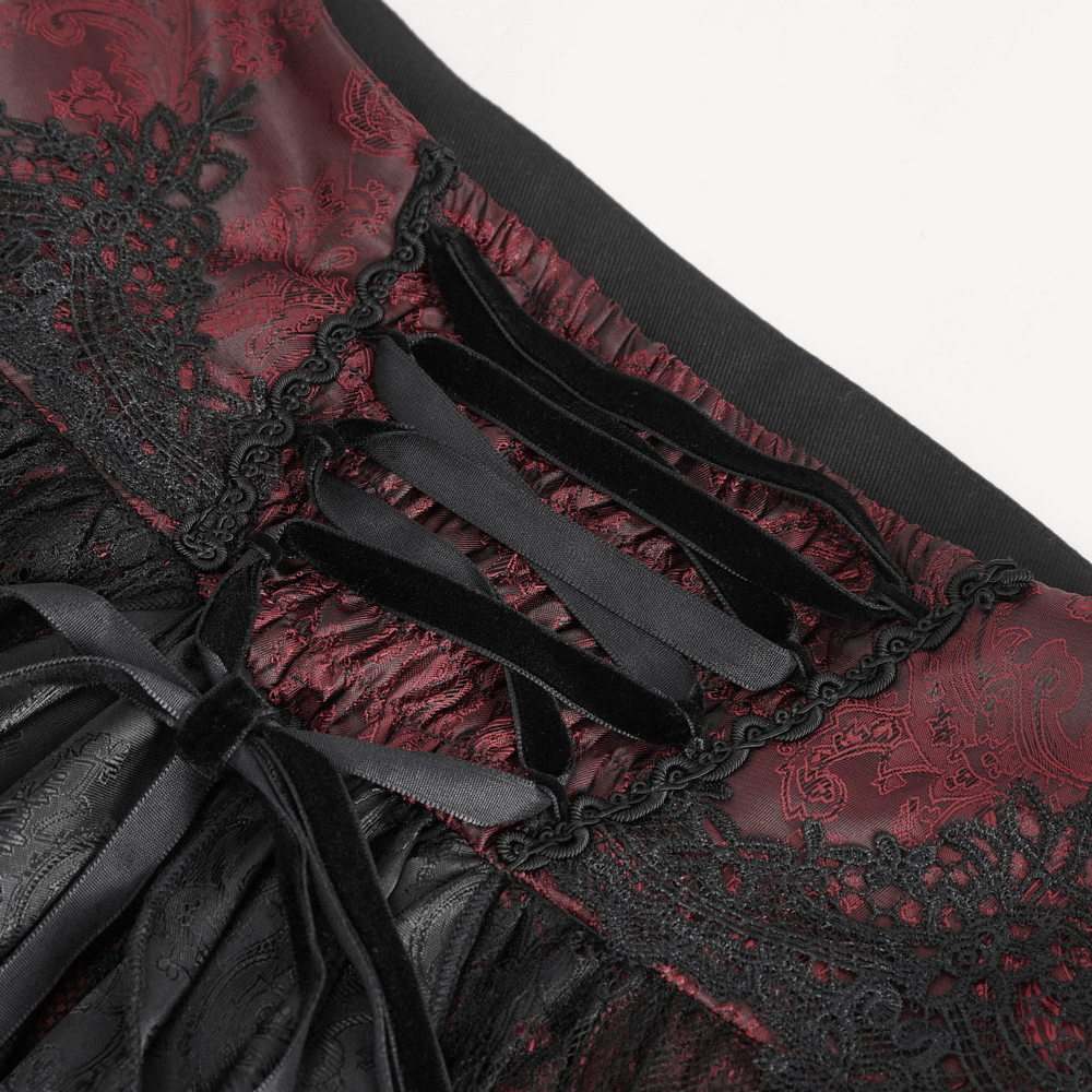 US SALE of Victorian Gothic Lace Skirt with Ruffled Layers