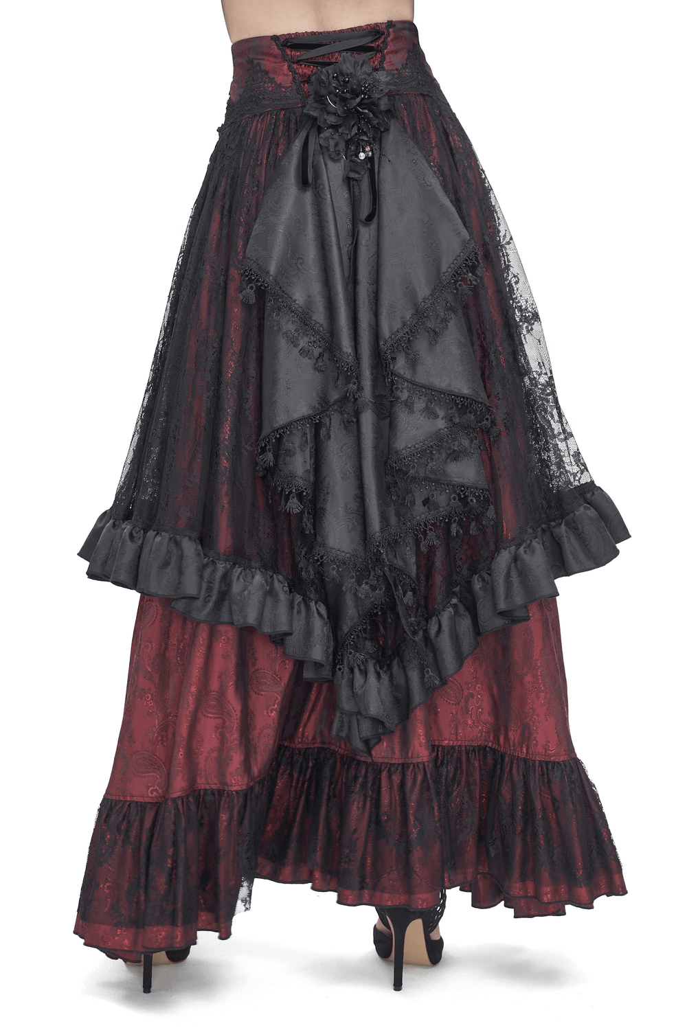 US SALE of Victorian Gothic Lace Skirt with Ruffled Layers