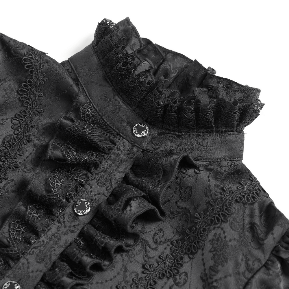Victorian Gothic Lace Up Blouse with Bell Sleeves