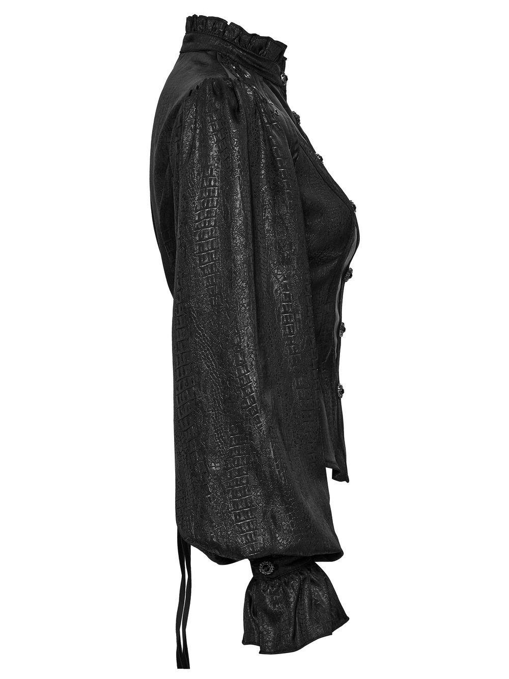 Victorian Gothic Lace-Up Blouse with Puff Sleeves