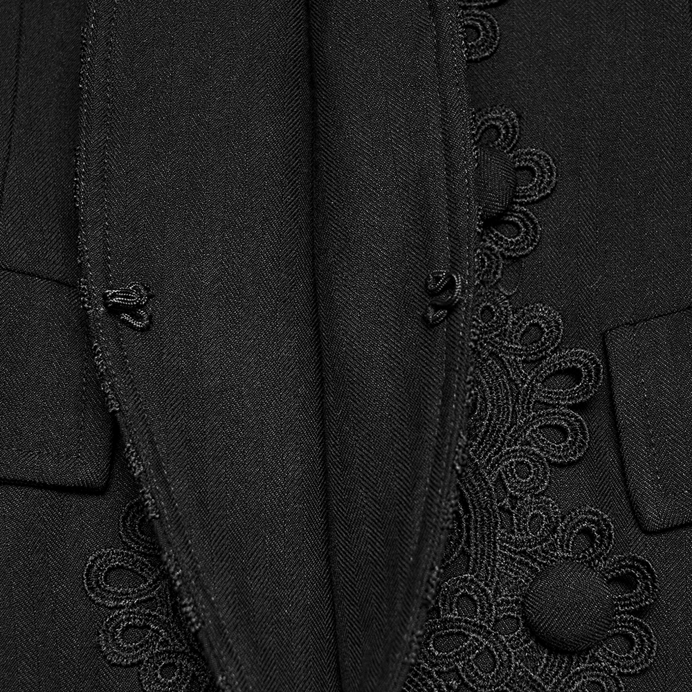 Victorian Gothic Long Waistcoat with Lace Trim