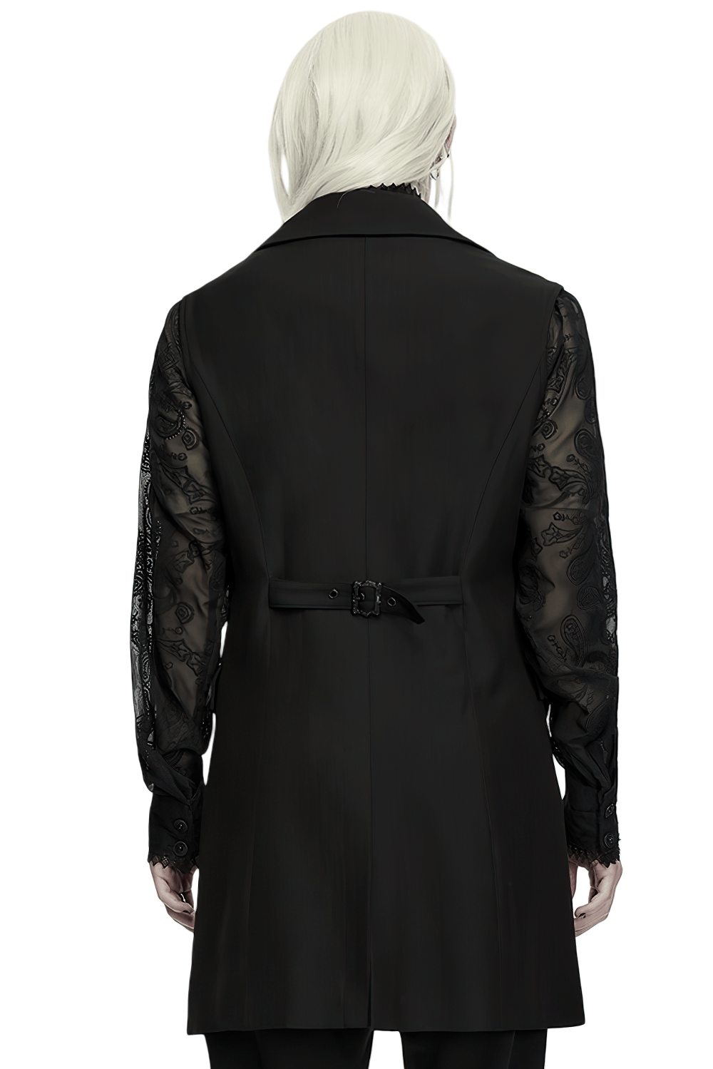 Victorian Gothic Long Waistcoat with Lace Trim