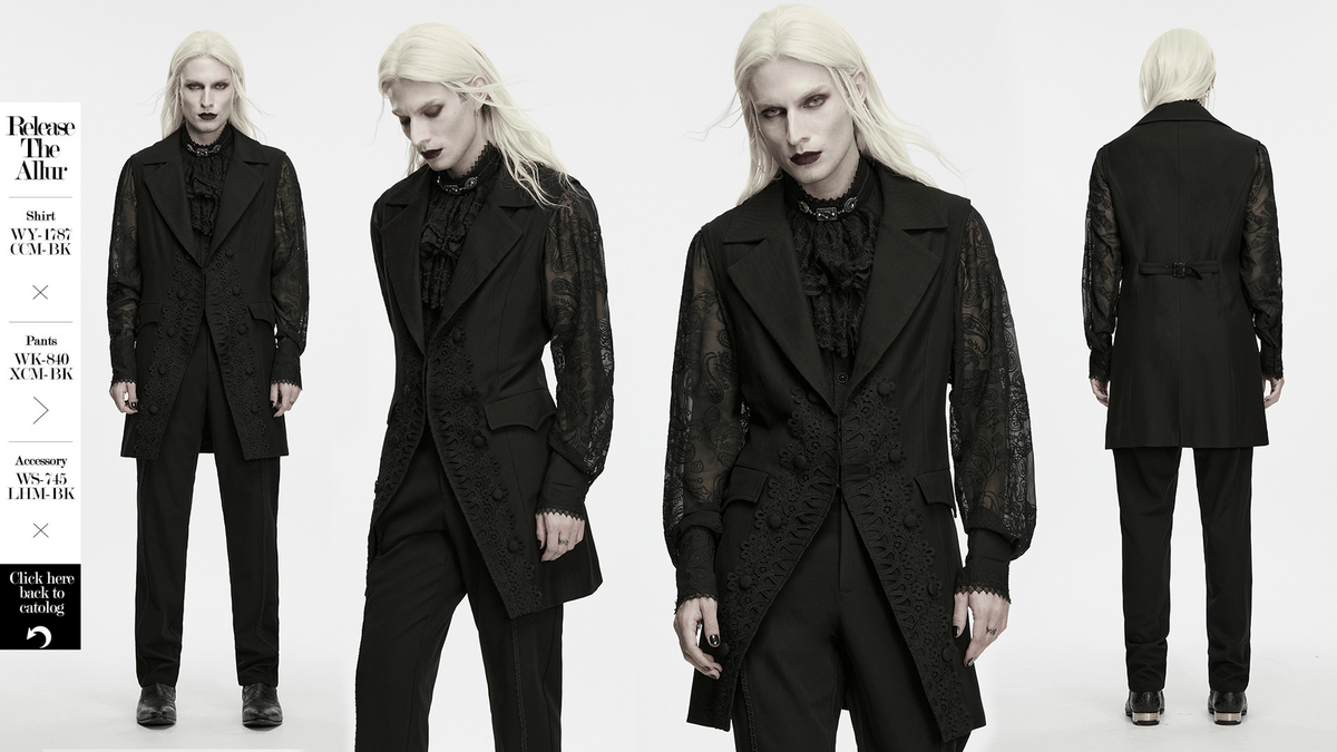 Victorian Gothic Long Waistcoat with Lace Trim