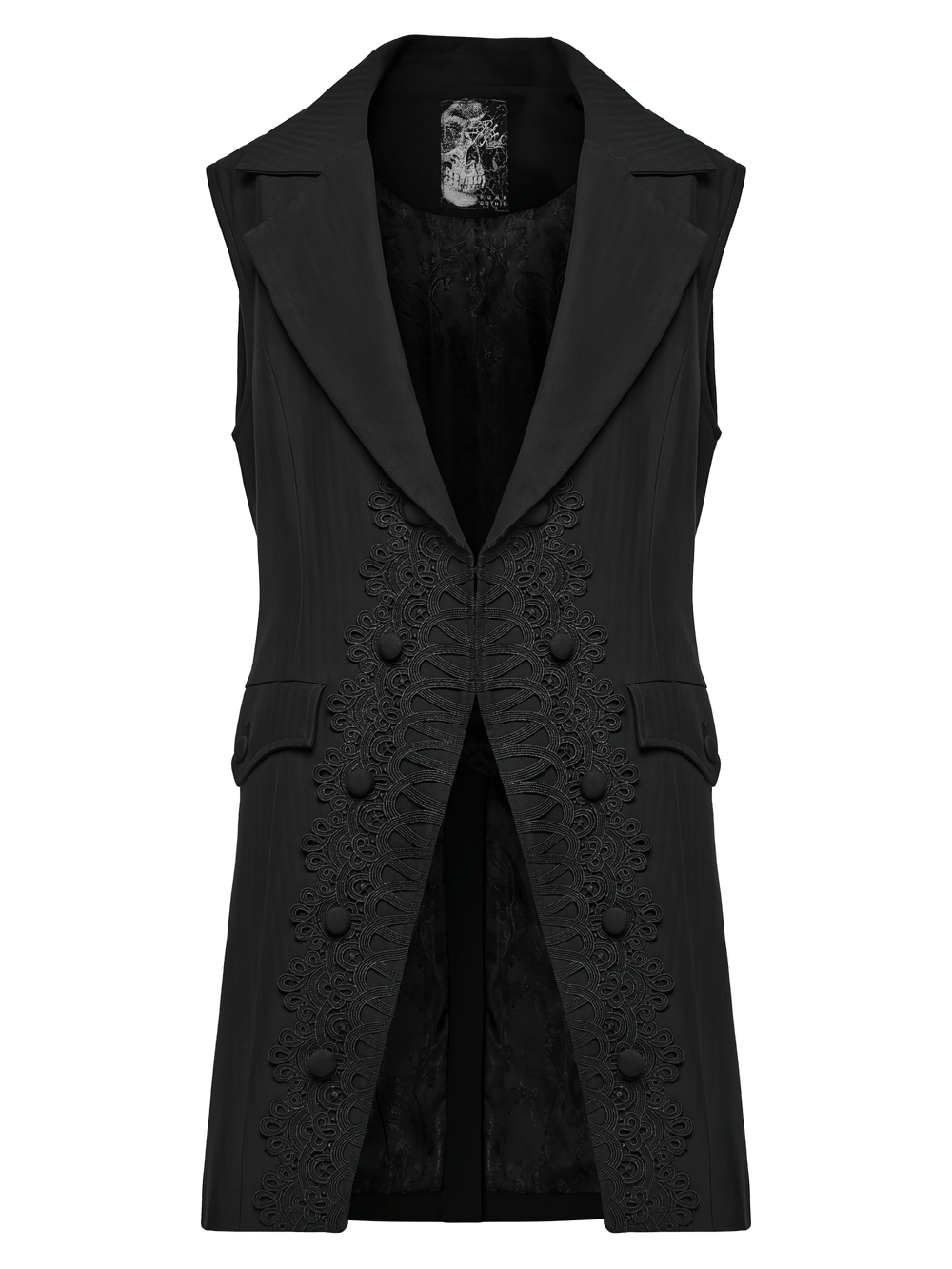 Victorian Gothic Long Waistcoat with Lace Trim