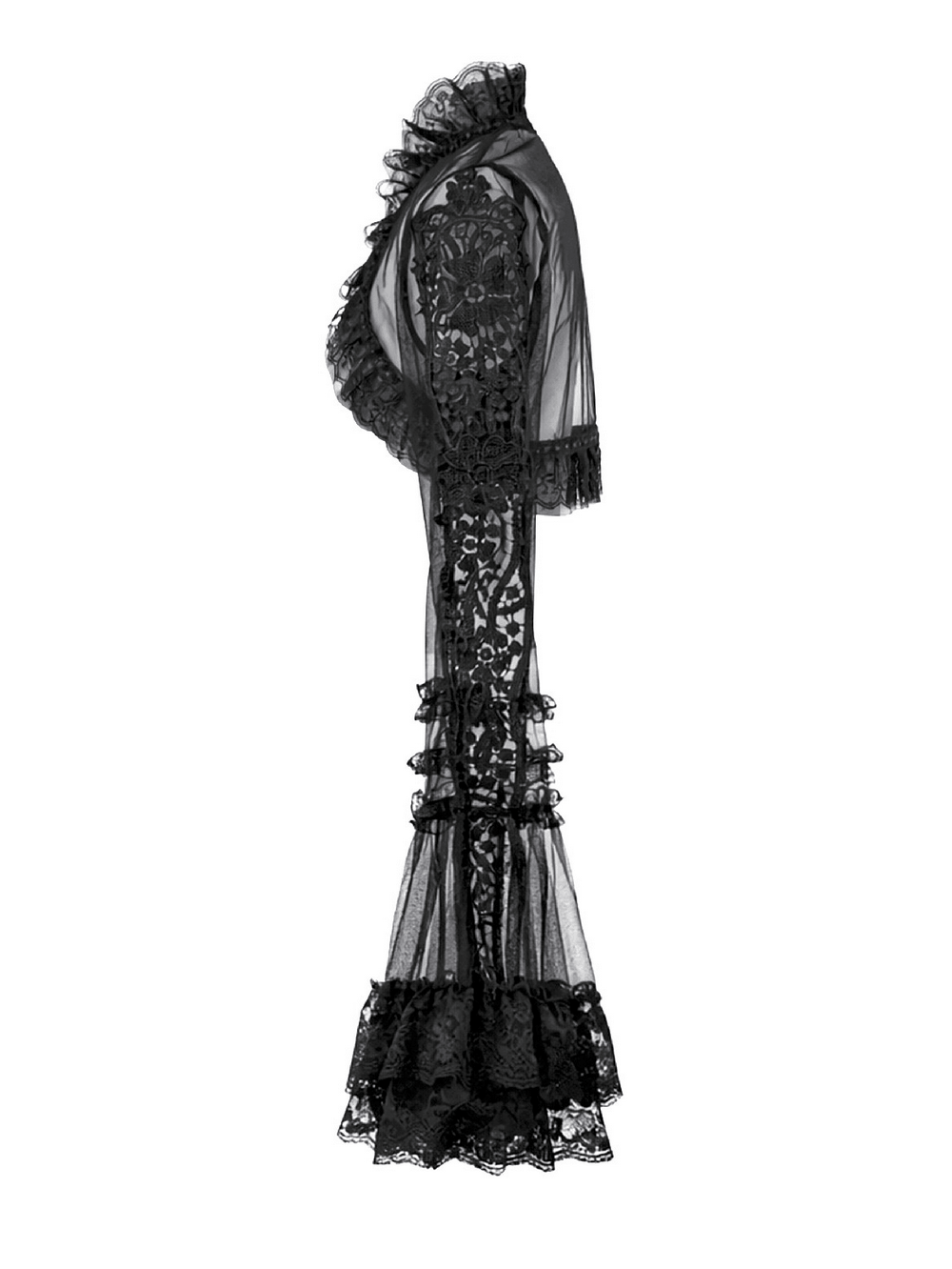 Victorian Gothic Sheer Lace Bell Sleeve Bolero